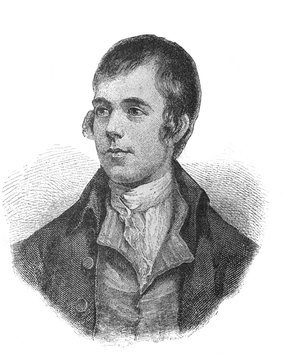 The Robert Burns's portrait, the National Bard, Bard of Ayrshire and the Ploughman Poet in the old book the Great Authors, by W. Dalgleish, 1891, London
