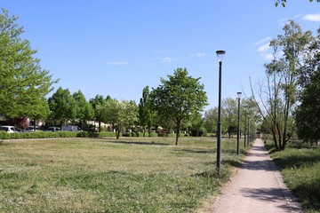 Naklejka premium Le parc Bourlione à Corbas, grand espace vert - Ville de Corbas - Département du Rhône - France