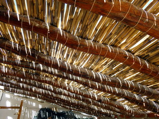 roof under construction with bamboo
