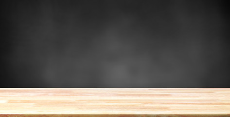 Abstract Wood table top on colorful blurred bokeh background, Picture can be used for interior design, montage or display your products. 