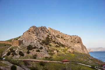 Fototapeta na wymiar view of the Black Sea coast, Crimea, Sudak 01.05.18