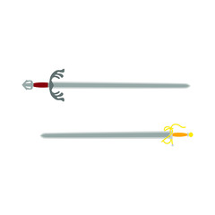colada and tizona swords of the spanish warrior of the middle ages cid campeador, illustration for web and mobile design.