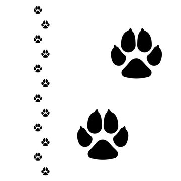 Dogs paw. Dog footprint flat icon. Vector illustration isolated on white background