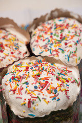 Easter cakes, Easter cake, cake with raisins and colored glaze