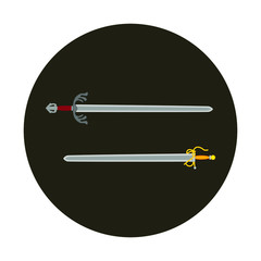 colada and tizona swords of the spanish warrior of the middle ages cid campeador, illustration for web and mobile design.