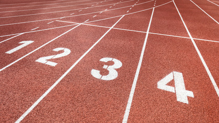 Close-up clean and refreshing red simple rubber runway without people