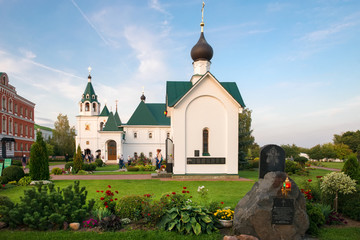 MUROM, RUSSIA - AUGUST 24, 2019: Stone in memory of the visit of Patriarch Alexy II on the...