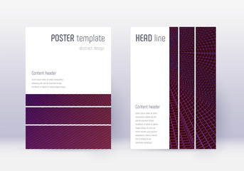 Geometric cover design template set. Violet abstra