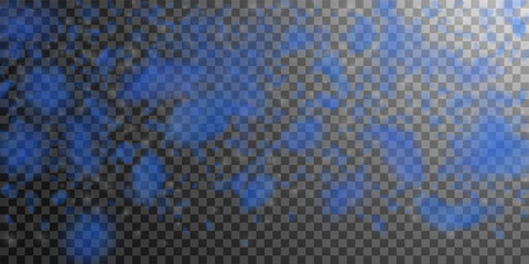 Dark blue flower petals falling down. Fair romanti