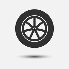 Obraz premium Car wheel icon vector isolated on white background. Vector illustration.