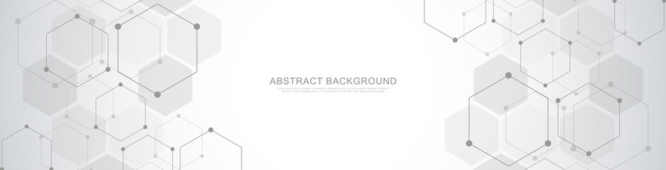 Abstract background with geometric shapes and hexagon pattern. Vector illustration for medicine, technology or science design.