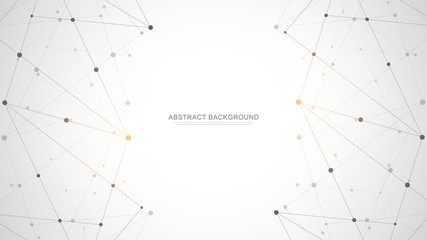 Abstract geometric background with connecting dots and lines. Global network connection, digital technology and communication concept.