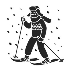 Skier on ski vector icon.black vector icon isolated on white background skier on ski.