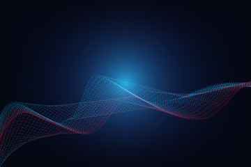 Line wave particles abstract vector for business, banner website, brochure and flyer background with copy space.