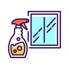 Detergent and window color line icon. Wash a window. Cleaning service. Sign for web page, mobile app, banner. 