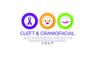 Obraz premium Vector illustration on the theme of National Cleft and Craniofacial awareness month observed during July.