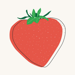 Flat strawberry isolated vector illustration. Summer art. Fruit design. Scandinavian style.