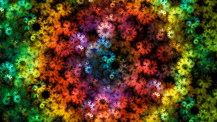 Obraz na płótnie Canvas Abstract multicolored background of flowers. Fractal pattern for creativity and design.