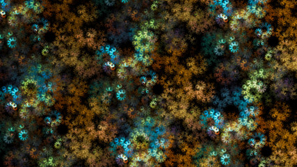 Fototapeta na wymiar Abstract multicolored background of flowers. Fractal pattern for creativity and design.