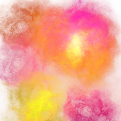 Red pink orange yellow spot of watercolor paint gradient. Abstract backdrop wallpaper background, beautiful texture stains of paint digital illustration