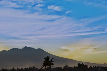 Fototapeta na wymiar sunset in the mountains, west sumatera province, indonesia. Taken in july 2019