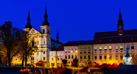 Fototapeta na wymiar Night view of Jihlava, Czech Republic