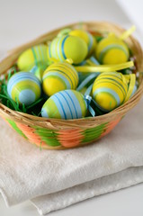 easter eggs in a basket