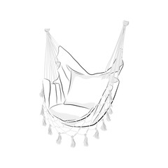 Chair hammok black and white sketch