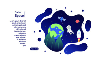 Outer space landing page banner template