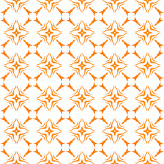 Green geometric chevron watercolor border. Orange 