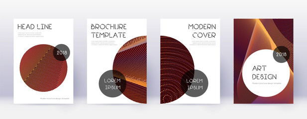 Trendy brochure design template set. Orange abstra