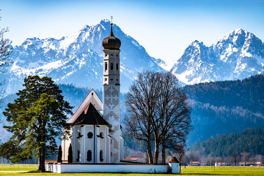 famous st coloman church near schwangau - bavaria