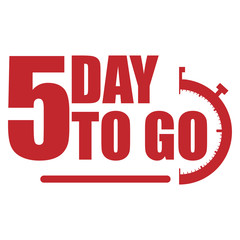 5 day to go label, red flat  promotion icon, Vector stock illustration: For any kind of promotion