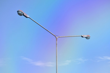 Street lamp on a background of blue sky. Copy space