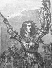 Joan of Arc, a French Revolutionary in armor in the old book The peoples  by K. Abaza, 1891, St. Petersburg