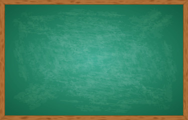 Realistic green chalkboard with wooden frame isolated on white background. Empty school board for classroom or restaurant menu. I cleaned the dirty board. Board template for design © Omeris