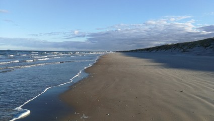 Empty beach of the Baltic sea beach early morning