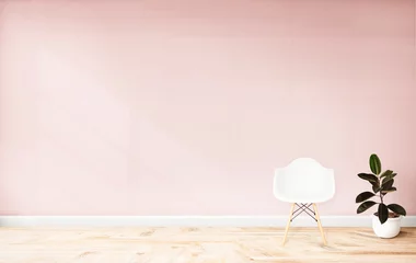 Fototapete Mauer Living room with a pink wall