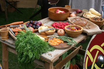 An authentic meal is prepared at the Battle of Hastings reenactment in the UK