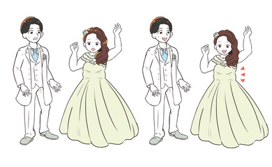 Fototapeta premium 太った新婦を見て不安になる新郎