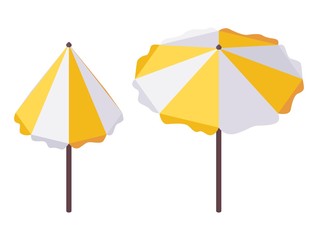 Set of isometric beach tanning umbrella