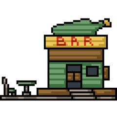vector pixel art isolated rural bar