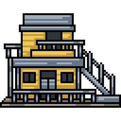 vector pixel art isolated rural house