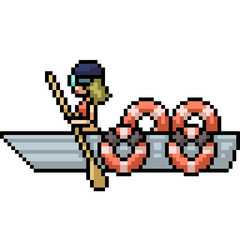Fototapeta premium vector pixel art isolated safety boat