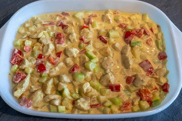 Braised chicken curry with vegetables