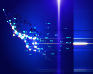 Abstract background with glow polygonal form  of making analysis data. Big data.  Business and science concept visualization of artificial intelligence.