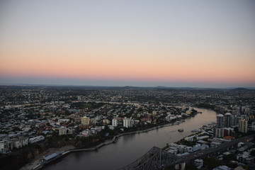 aerial view over city
