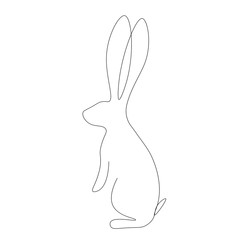 Bunny animal one line drawing, vector illustration