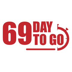 69 day to go label, red flat  promotion icon, Vector stock illustration: For any kind of promotion