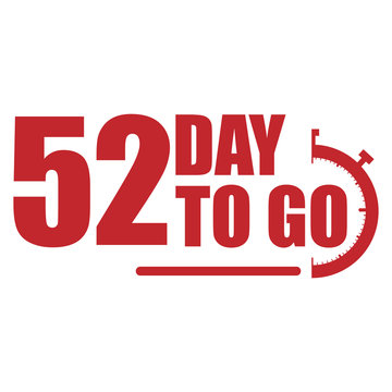52 day to go label, red flat  promotion icon, Vector stock illustration: For any kind of promotion
